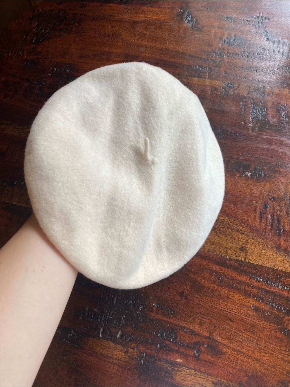 Vintage knitworks 100% wool beret cream 70s deadstock new hat classic preppy